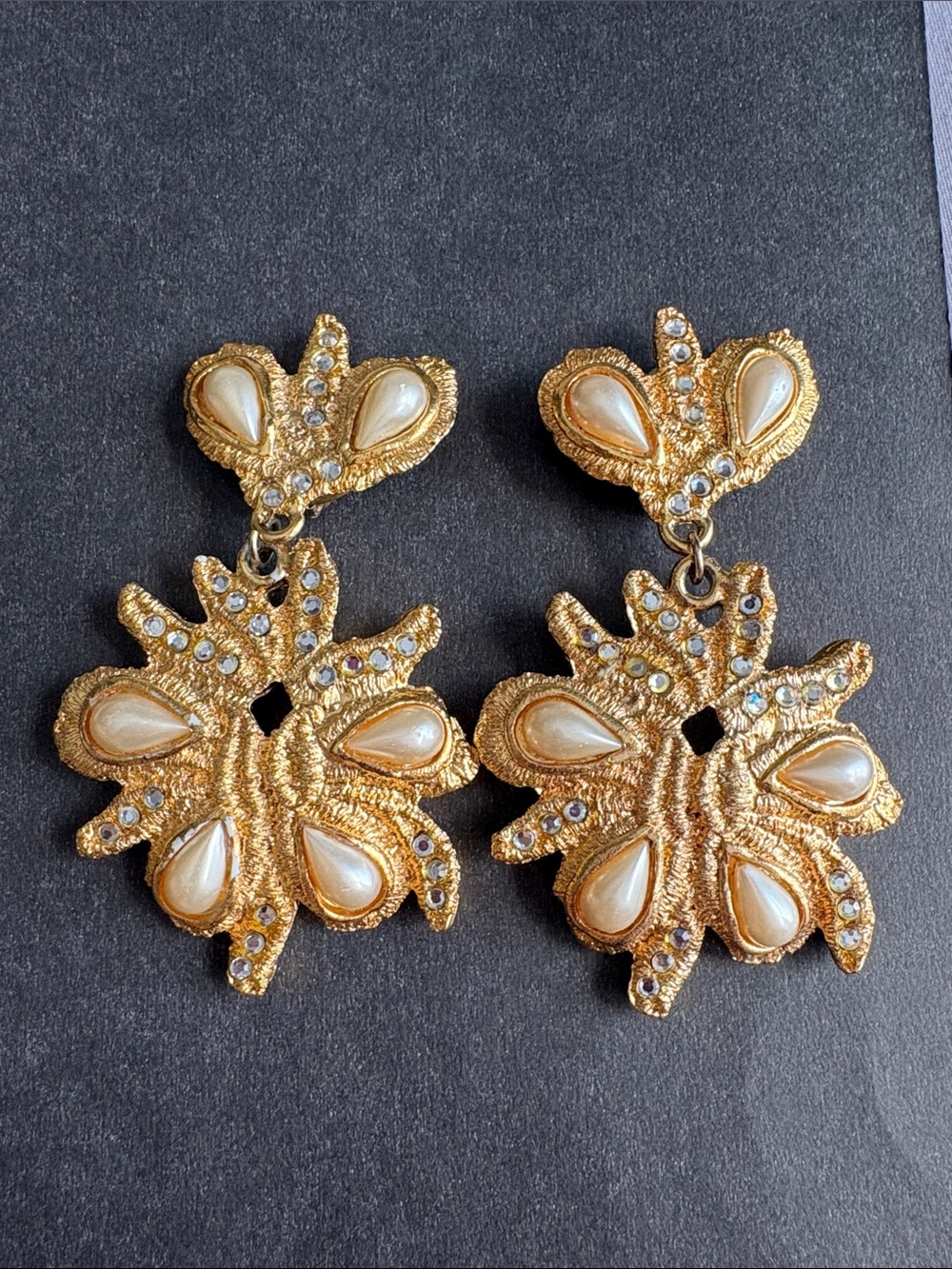 Jacky De G Authentic French gold drop earrings ONE OF A KIND
